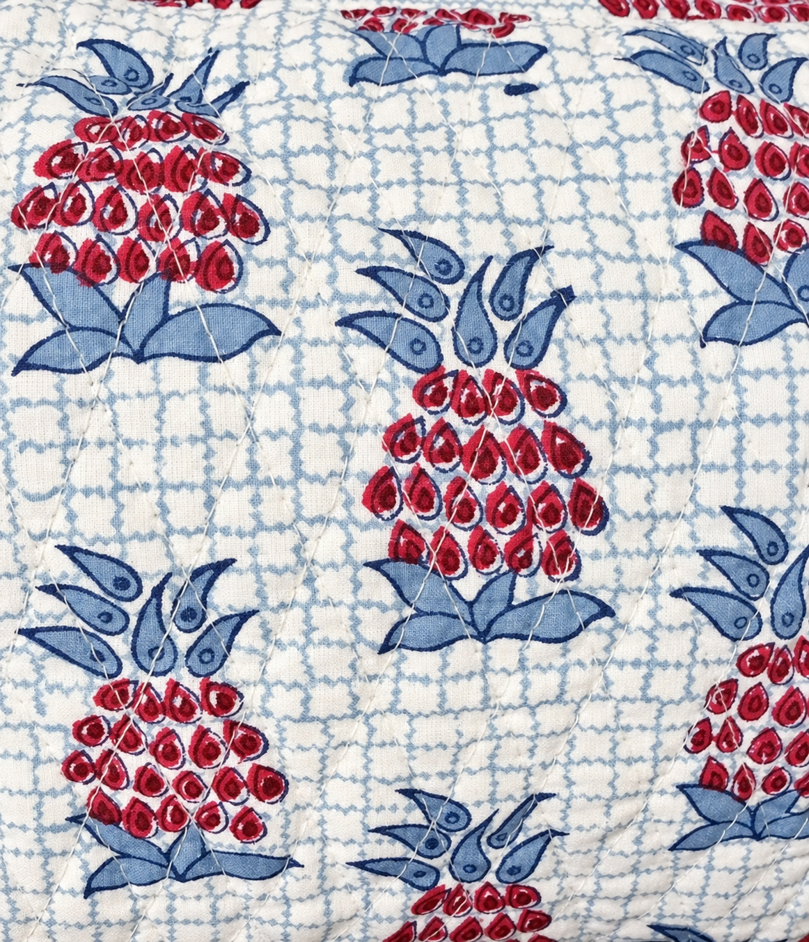 TINY BLUE AND RED PINEAPPLE MAKEUP BAG