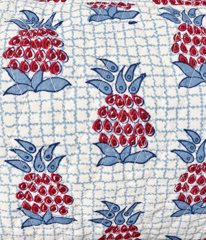 TINY BLUE AND RED PINEAPPLE MAKEUP BAG