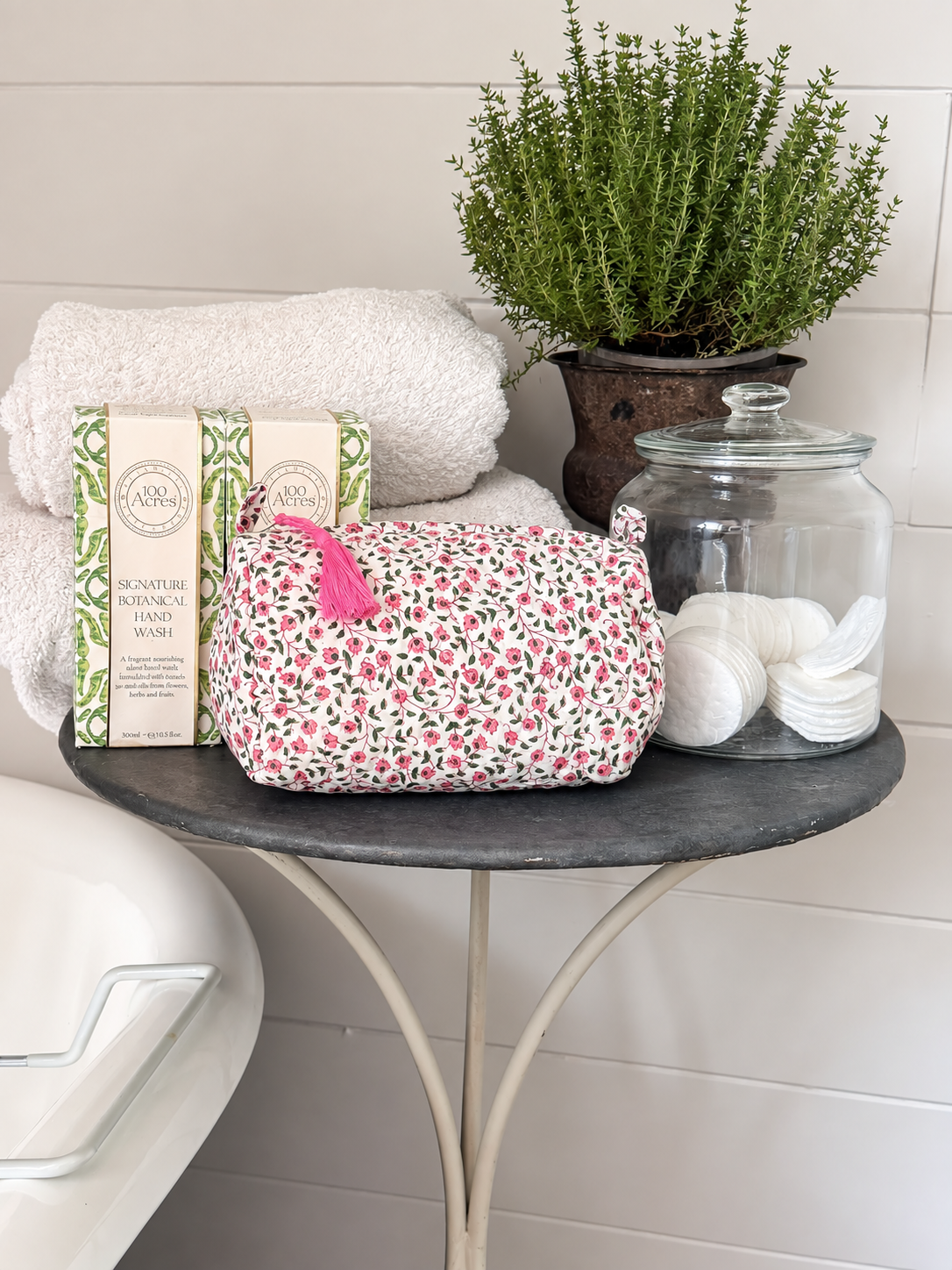PINK AND GREEN DITSY TINY MAKEUP BAG