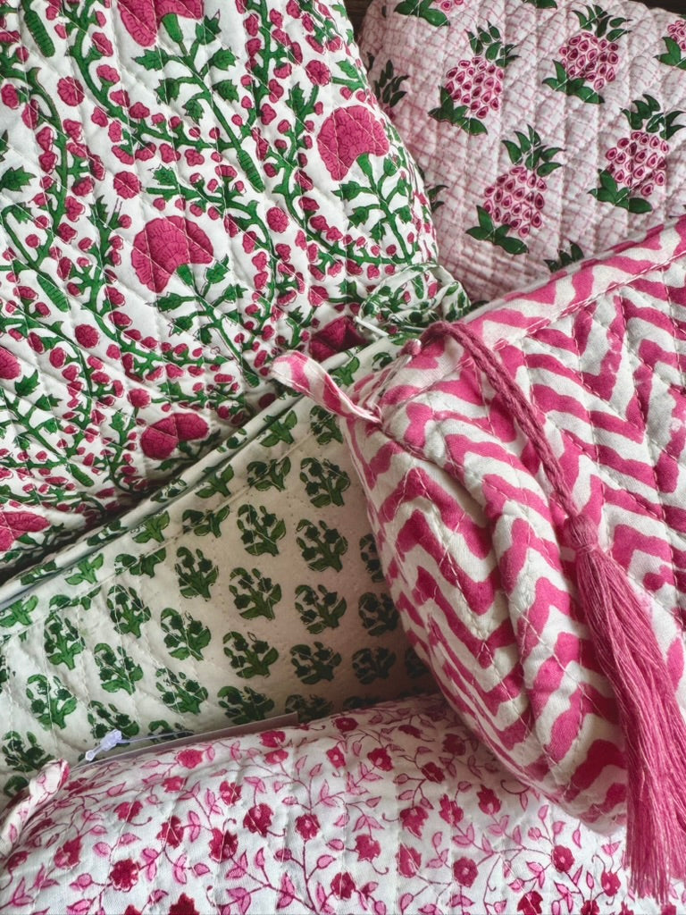 GIANT PINK AND GREEN TRELLIS WASH BAG