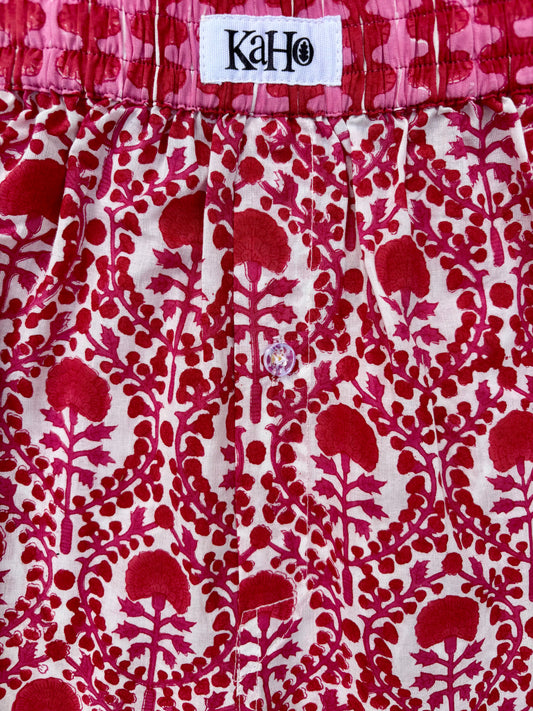 PINK AND RED TRELLIS BOXER SHORTS