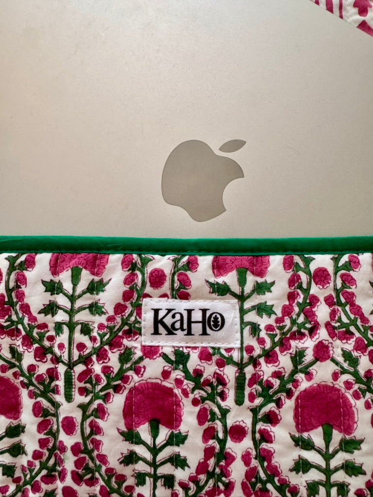 Pink and Green Trellis Laptop Case
