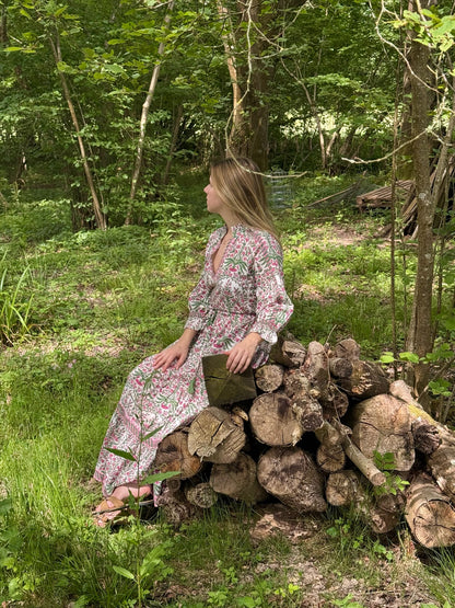 PINK AND GREEN BUTAH LOTTIE DRESS
