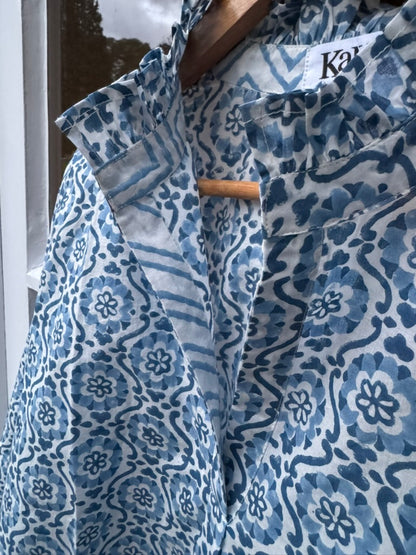 BLUE SPIRAL FLORAL SHIRT