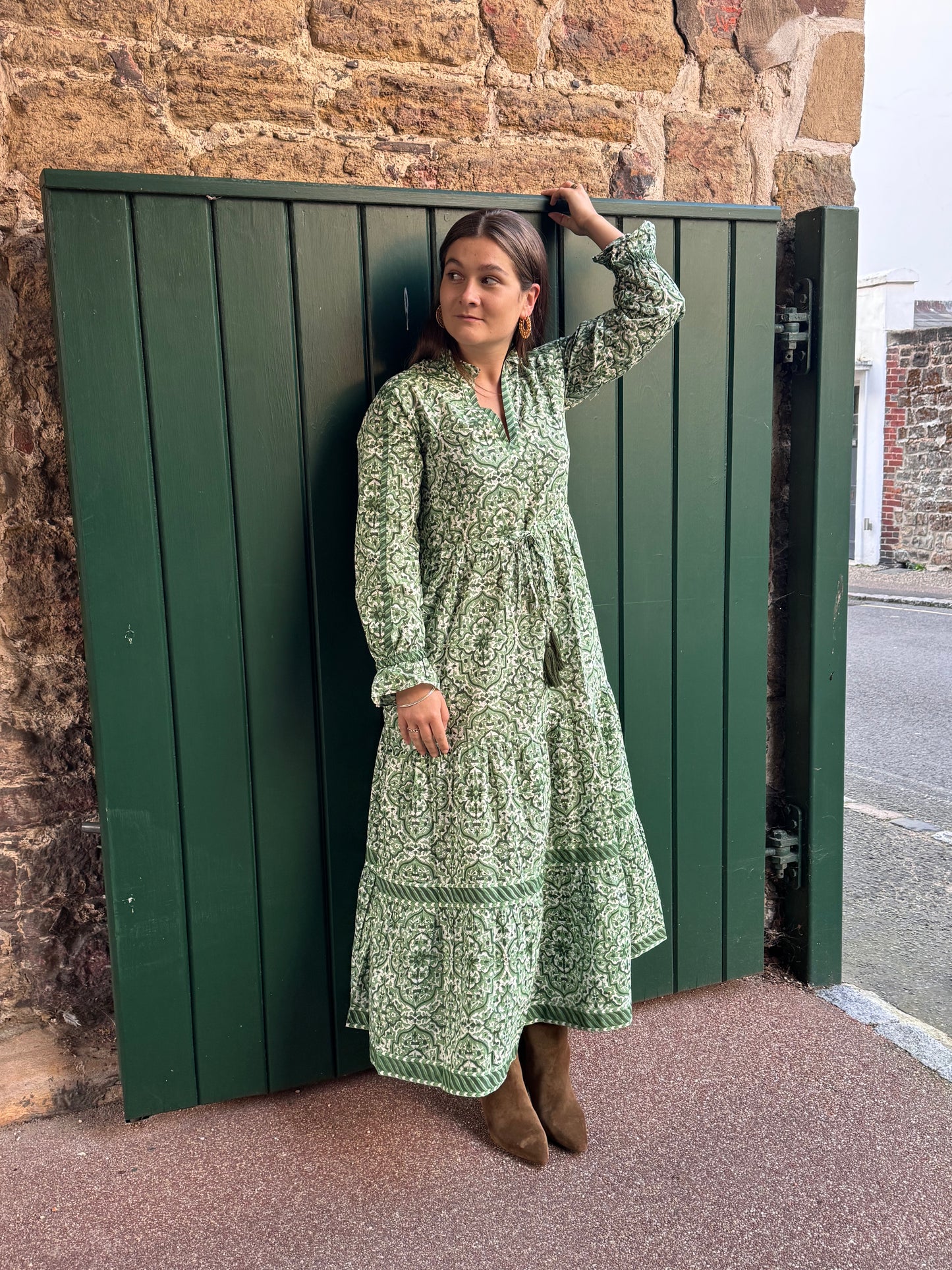 GREEN GEOMETRIC LOTTIE DRESS