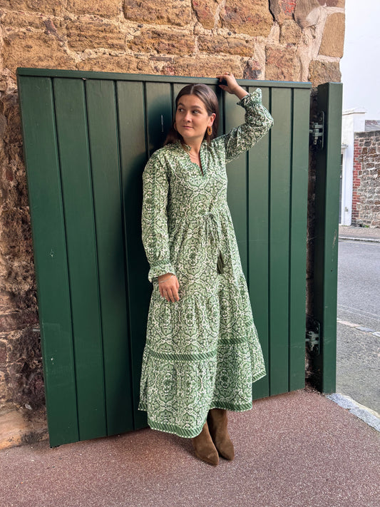 GREEN GEOMETRIC LOTTIE DRESS