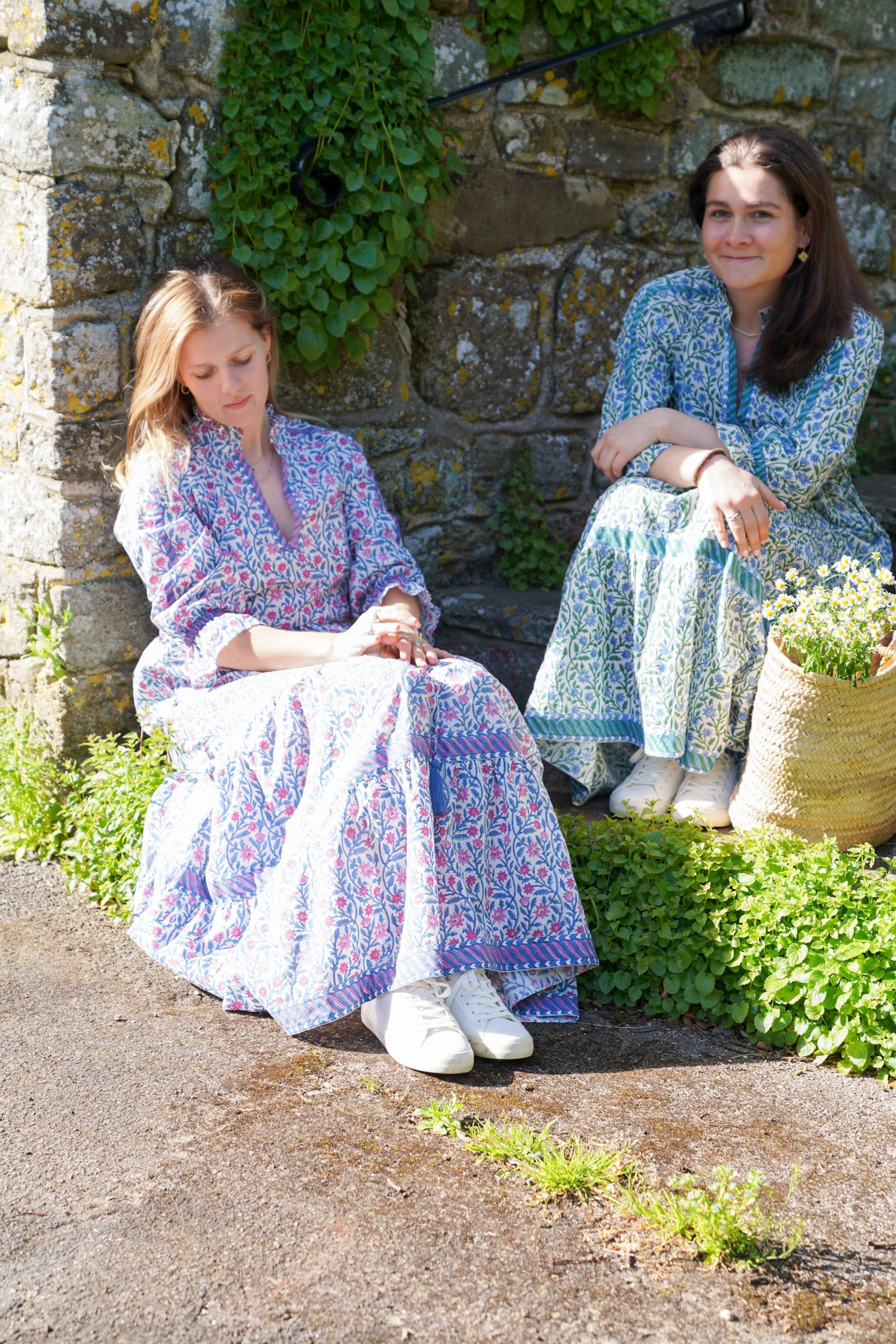 BLUE AND PINK CLIMBING FLOWER LOTTIE DRESS