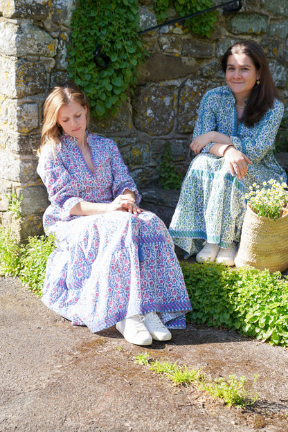 BLUE AND PINK CLIMBING FLOWER LOTTIE DRESS