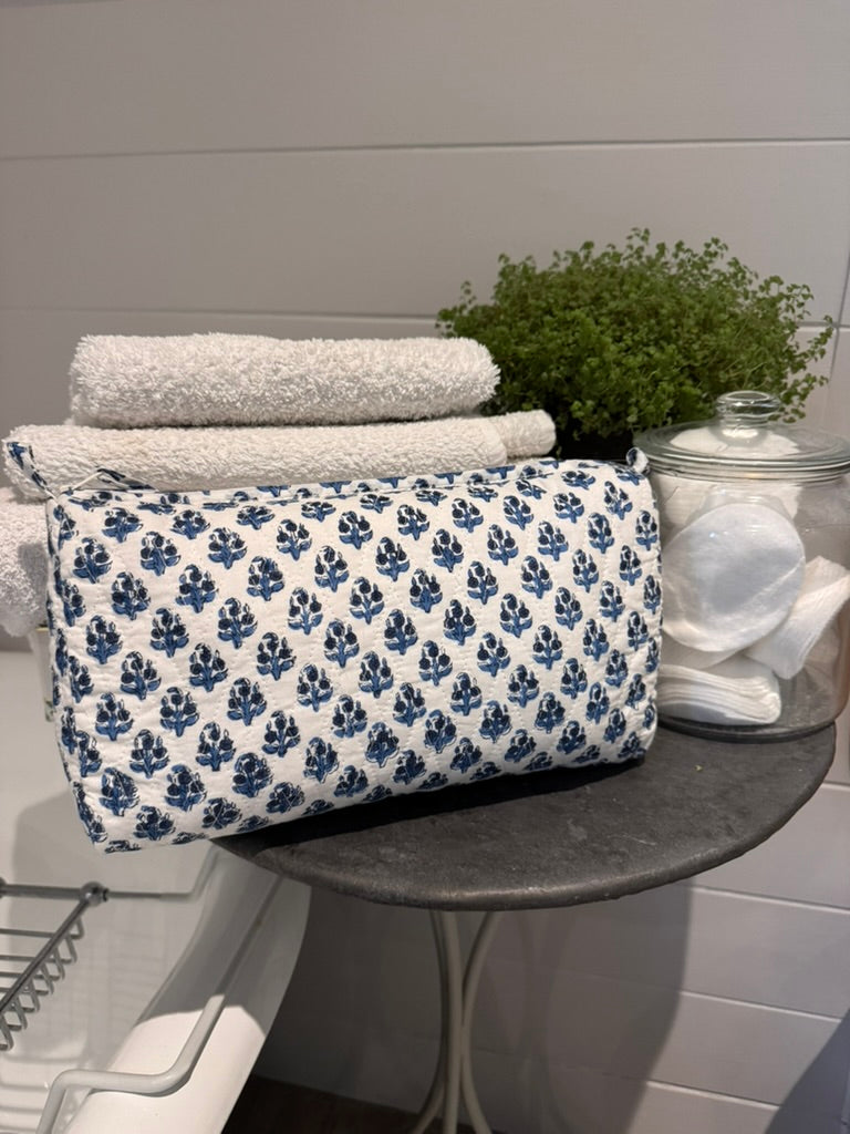 BLUE BOOTY FLORAL MAKEUP BAG