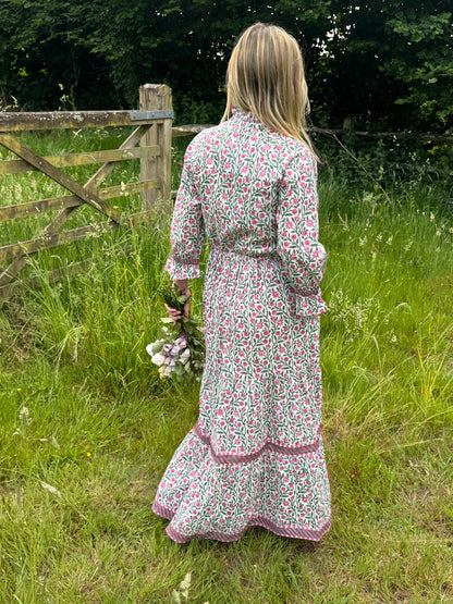 PINK AND GREEN CLIMBING FLOWER LOTTIE DRESS