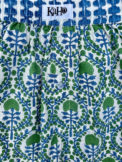 BLUE AND GREEN TRELLIS BOXER SHORTS