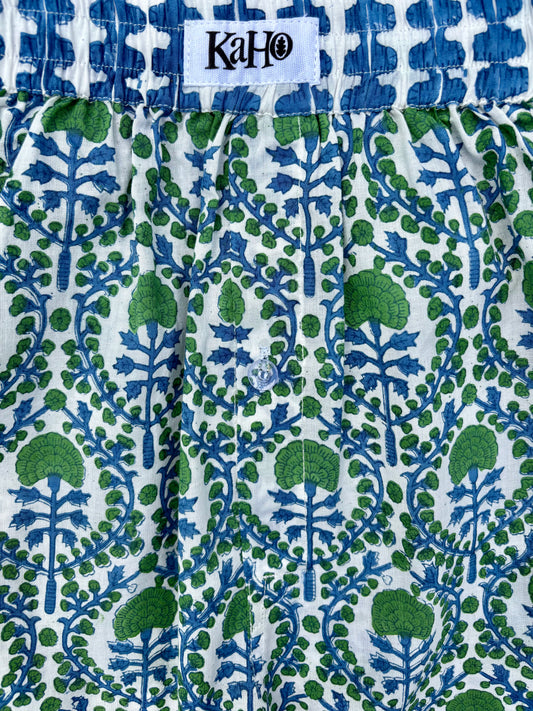 BLUE AND GREEN TRELLIS BOXER SHORTS