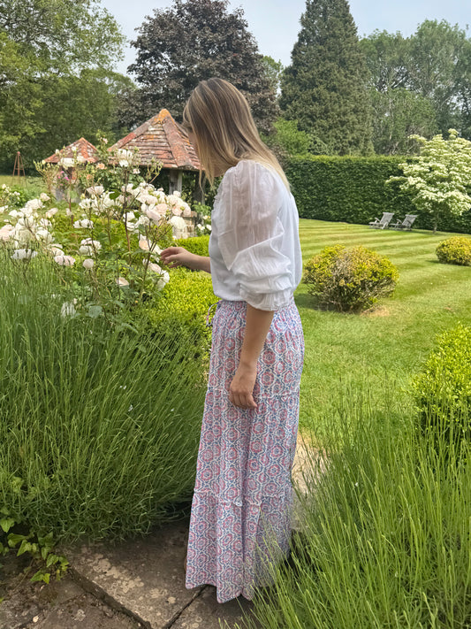 PINK AND BLUE SPIRAL SKIRT