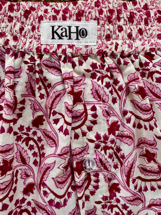 PINK AND RASPBERRY REVERSE FLORAL BOXER SHORTS