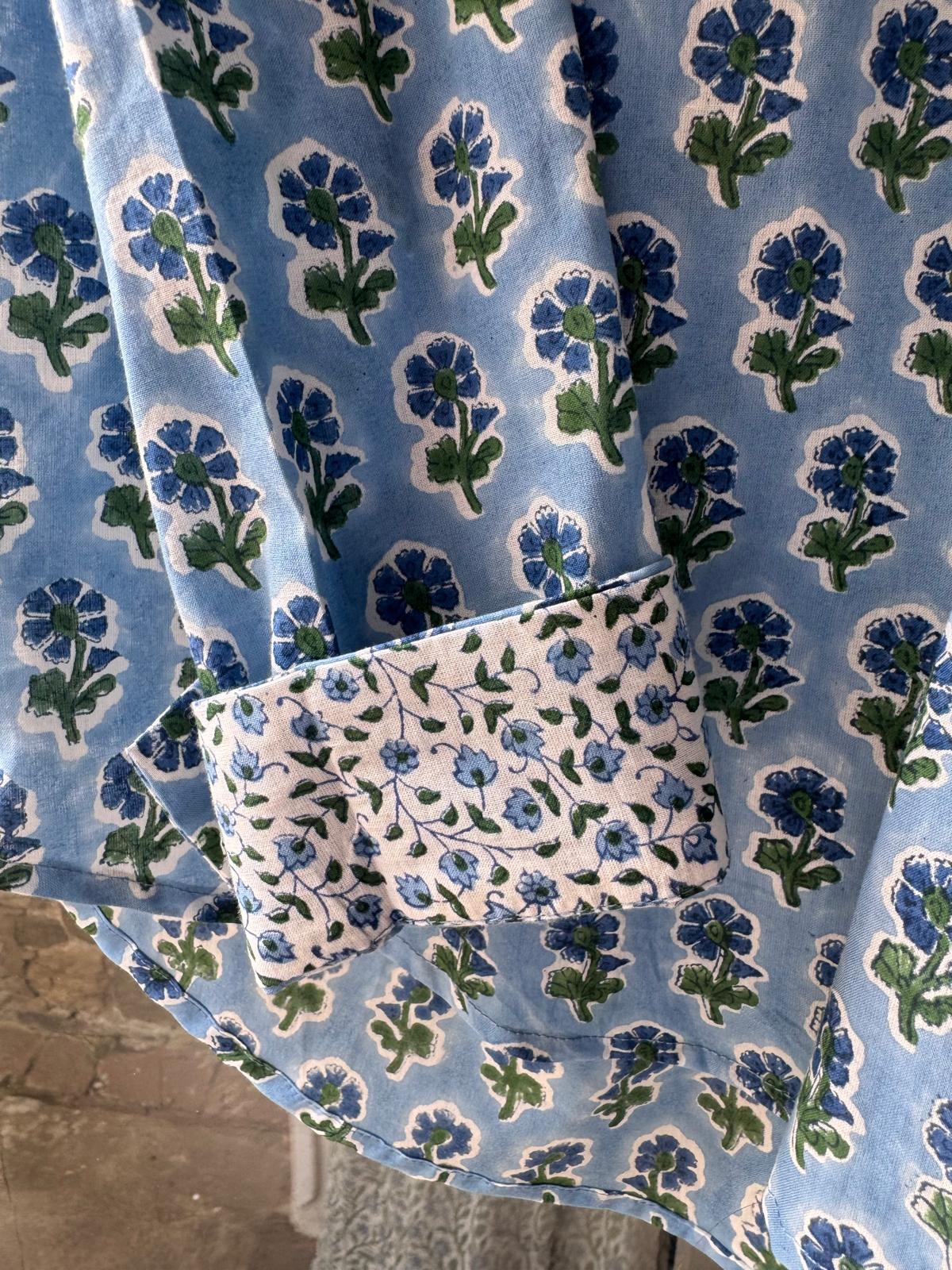 BLUE AND GREEN FLORAL SHIRT