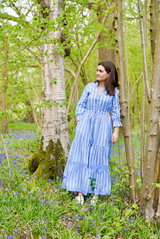 BLUE HONEYCOMB LOTTIE DRESS
