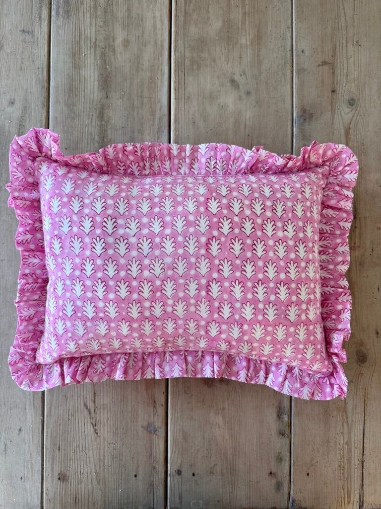 PINK ACORN FRILLY CUSHION