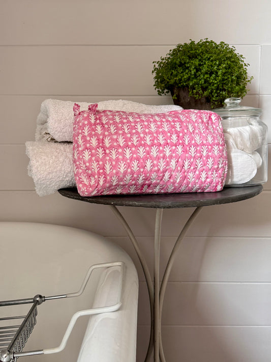 PINK ACORN MAKEUP BAG