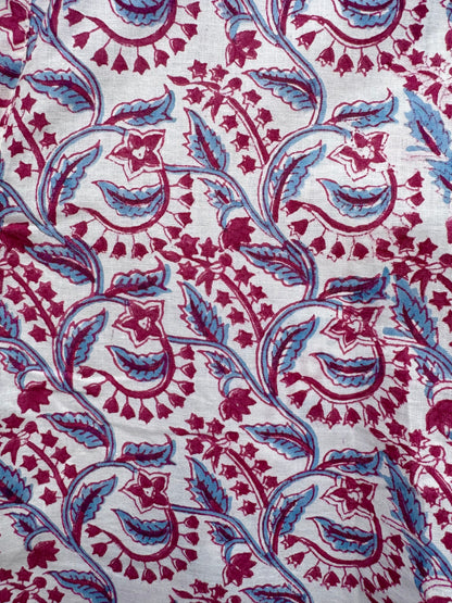 RASPBERRY AND BLUE REVERSE FLORAL