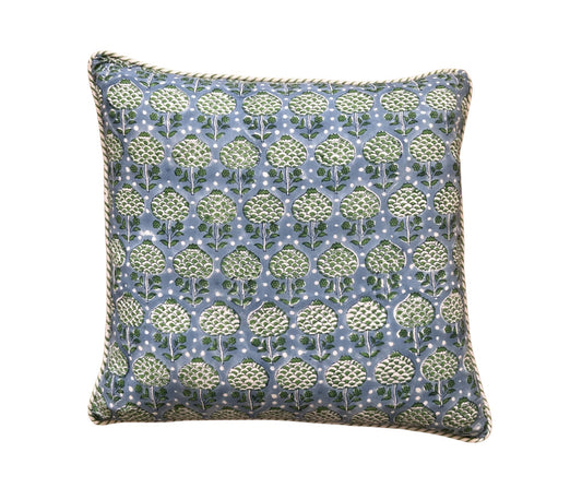 BLUE AND GREEN ARTICHOKE CUSHION