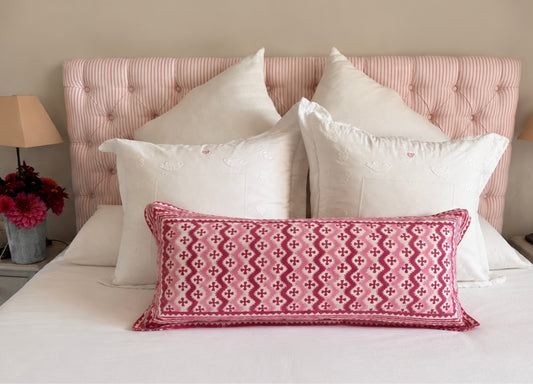 PINK ZIG ZAG BOLSTER CUSHION
