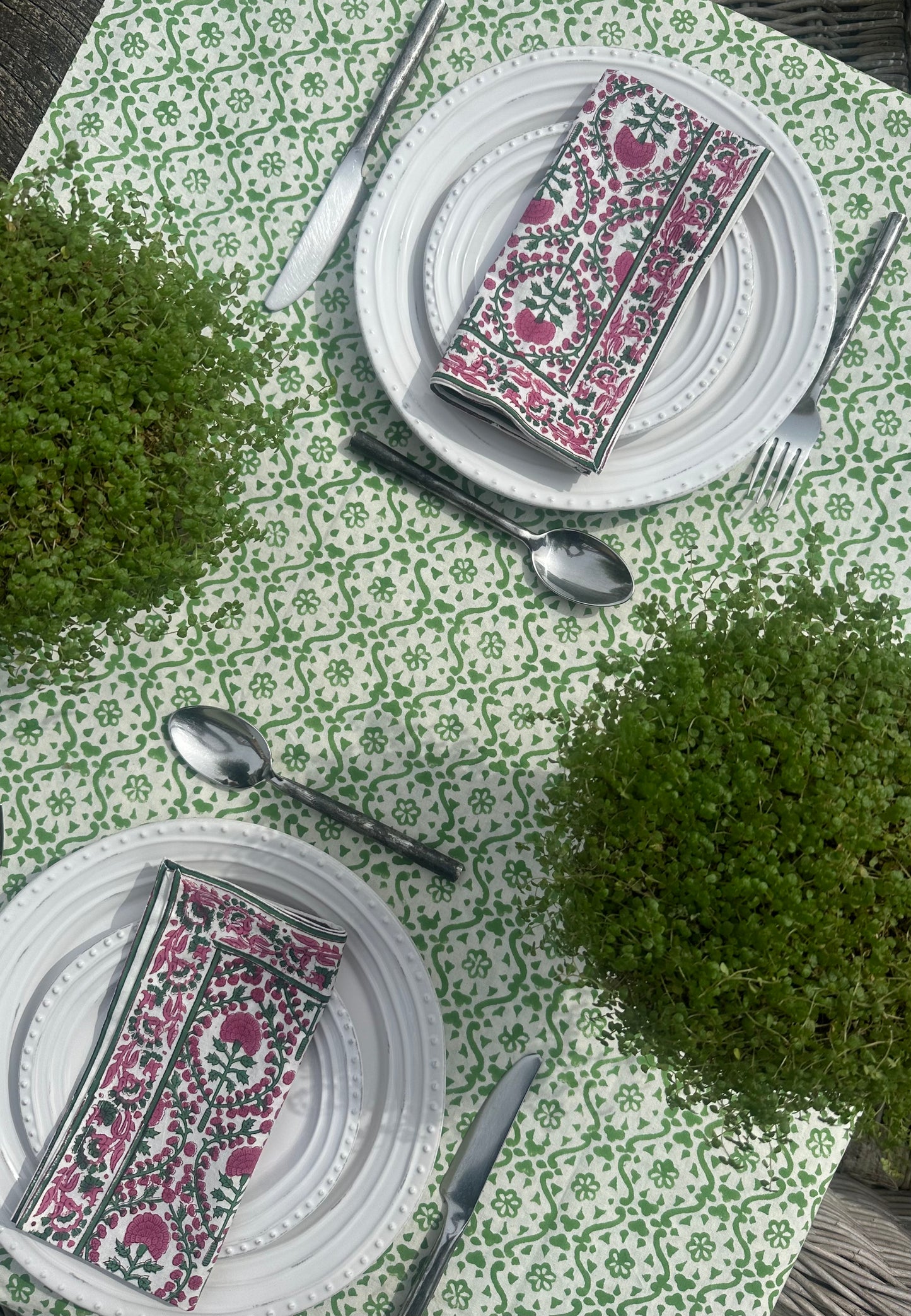 PINK AND GREEN TRELLIS NAPKINS