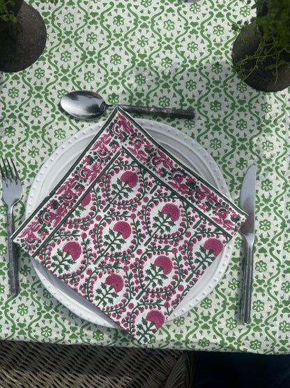 PINK AND GREEN TRELLIS NAPKINS