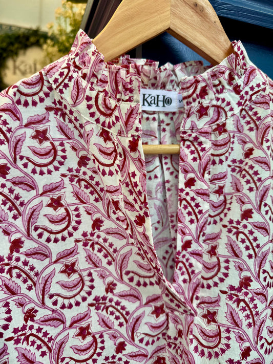 PINK AND RED REVERSE FLORAL SHIRT