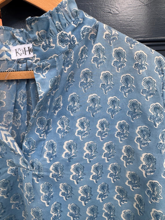 BLUE BACKGROUND FLORAL SHIRT