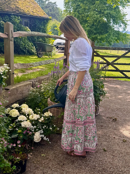 PINK AND GREEN BUTAH SKIRT