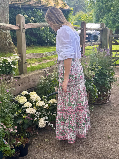 PINK AND GREEN BUTAH SKIRT