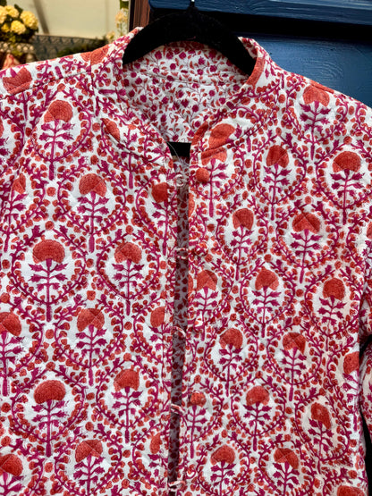 ORANGE AND PINK TRELLIS REVERSIBLE JACKET