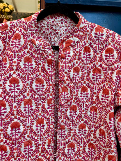 ORANGE AND PINK TRELLIS REVERSIBLE JACKET