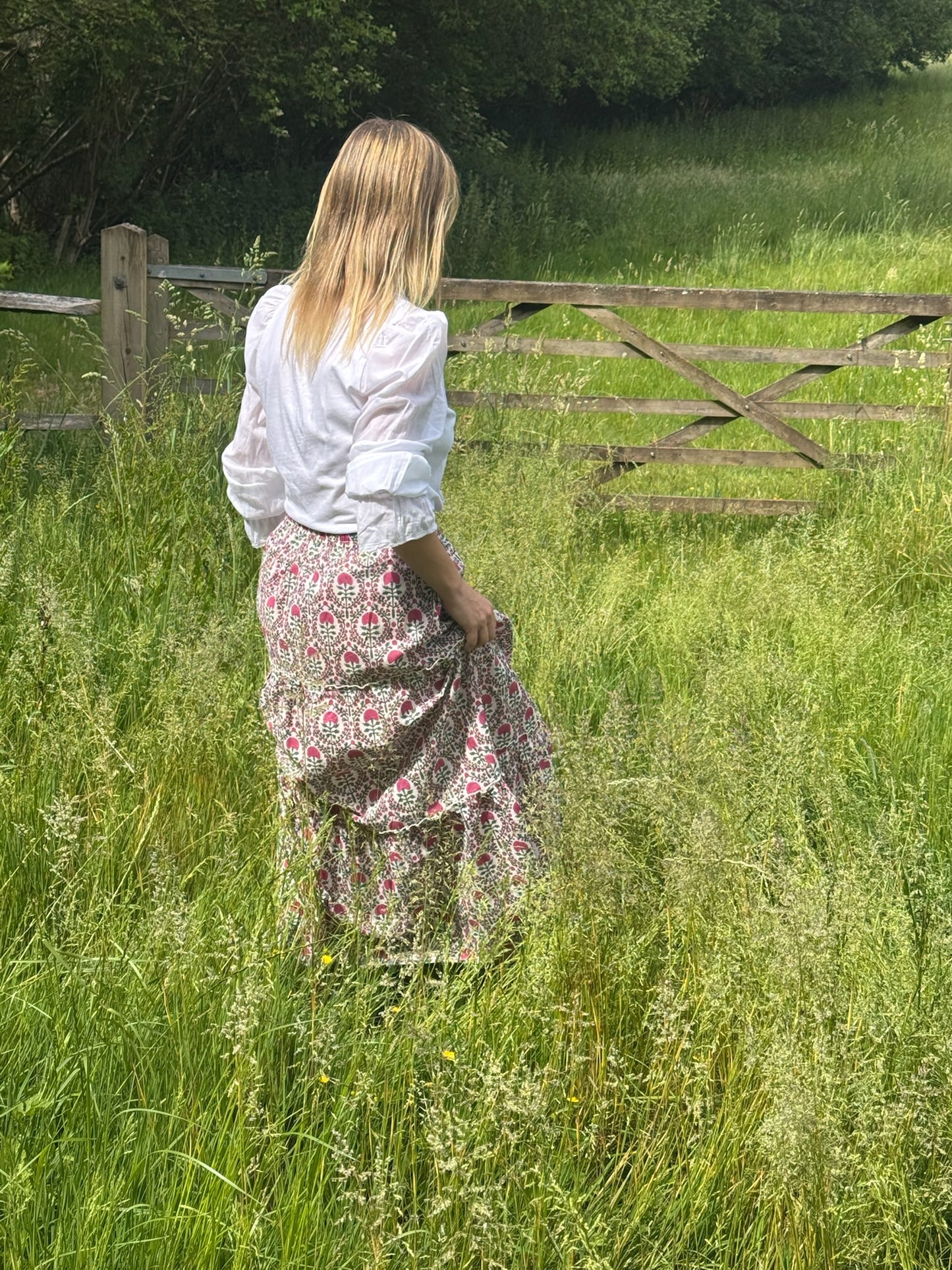 PINK AND GREEN TRELLIS SKIRT