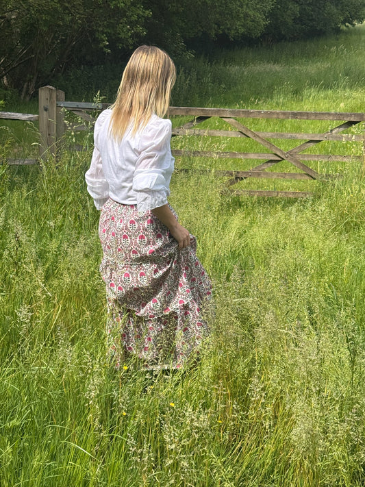 PINK AND GREEN TRELLIS SKIRT