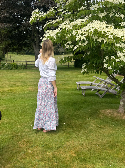 PINK AND BLUE CLIMBING FLORAL SKIRT
