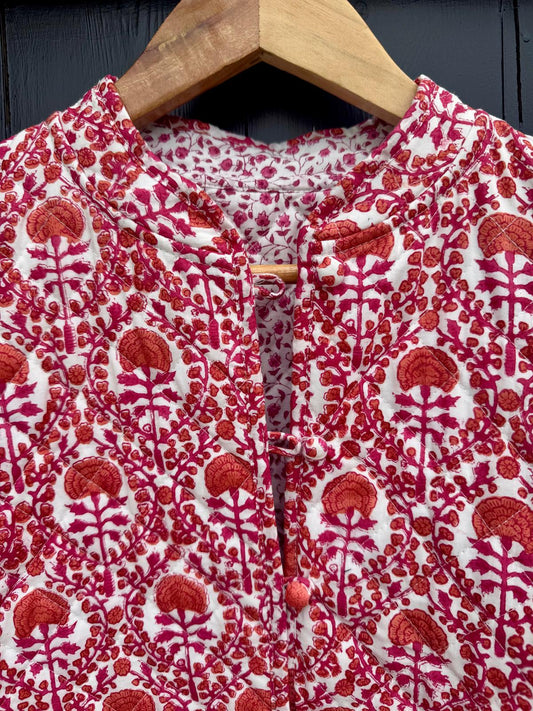 ORANGE AND PINK TRELLIS REVERSIBLE JACKET