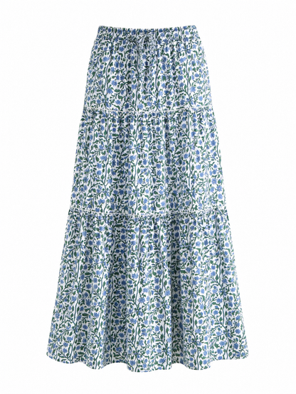 BLUE AND GREEN CLIMBING FLORAL SKIRT