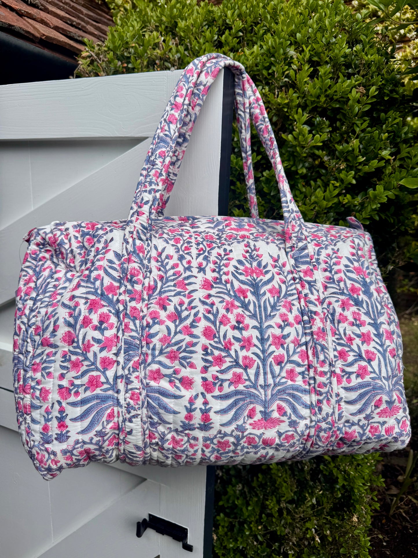 PINK AND BLUE BUTAH WEEKEND BAG