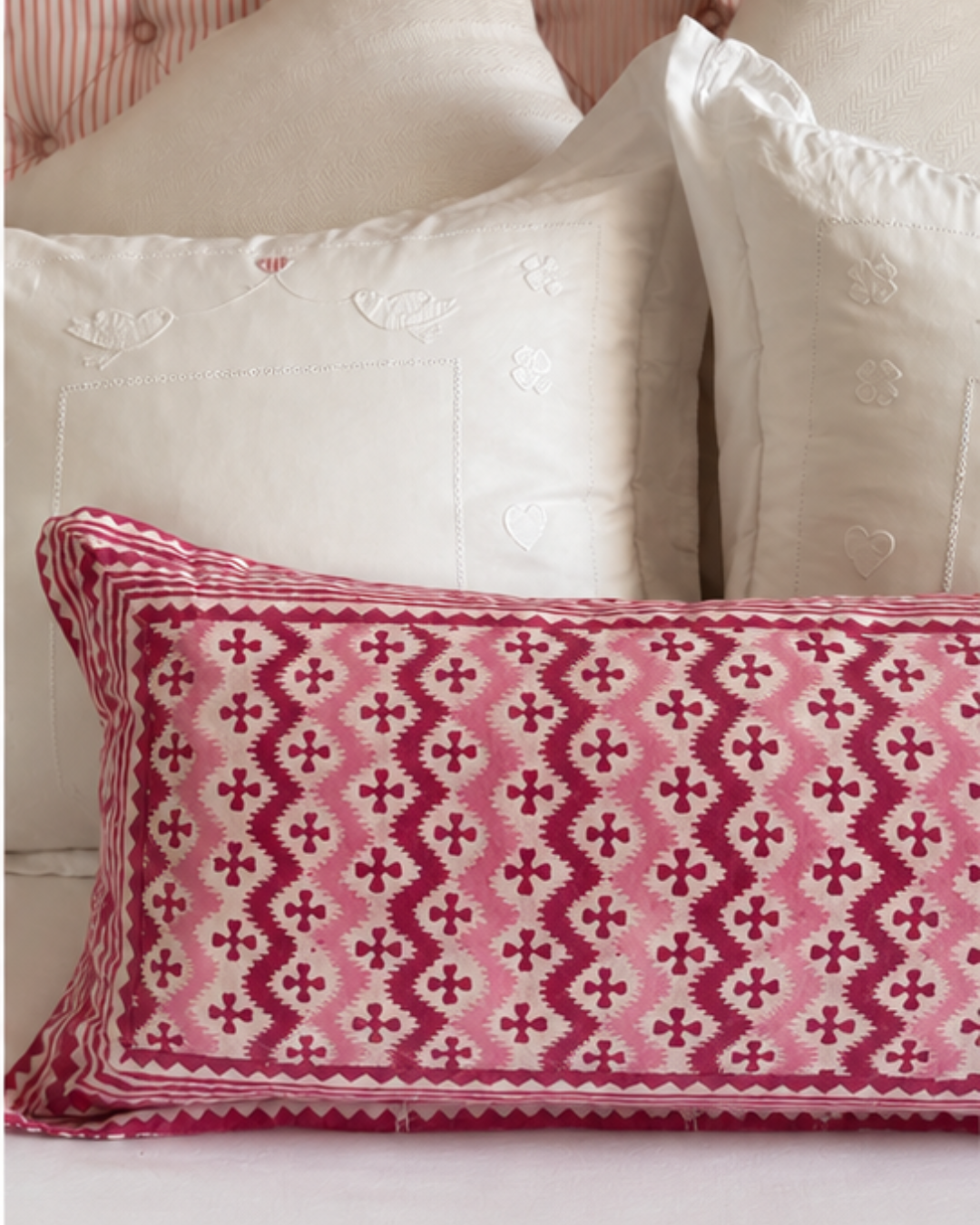 PINK ZIG ZAG BOLSTER CUSHION