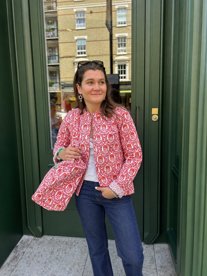 ORANGE AND PINK TRELLIS REVERSIBLE JACKET