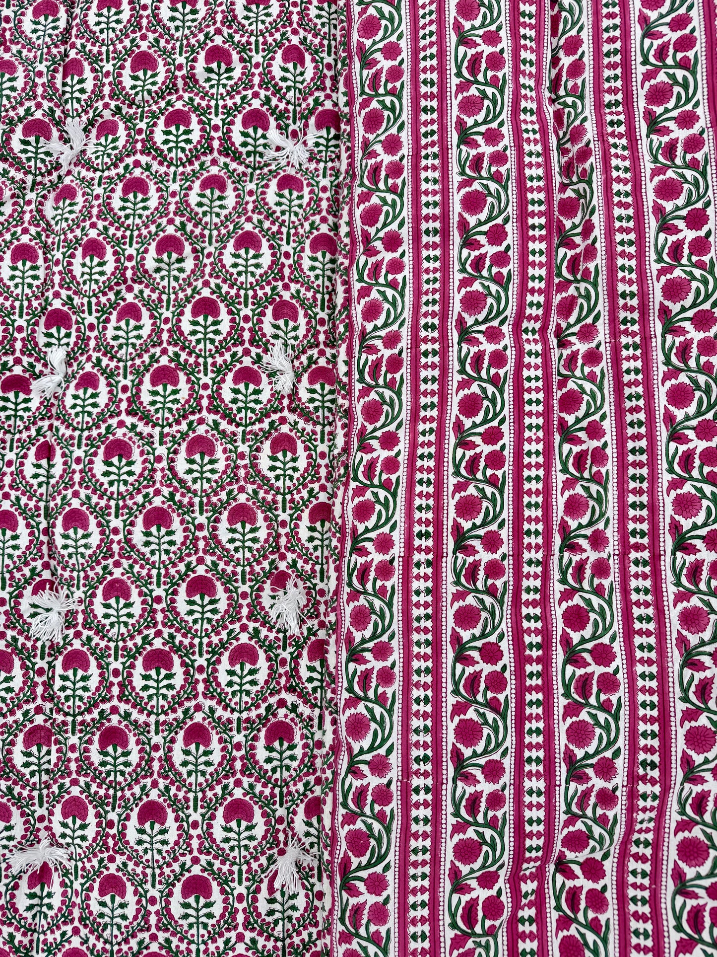 PINK AND GREEN TRELLIS BENCH QUILT