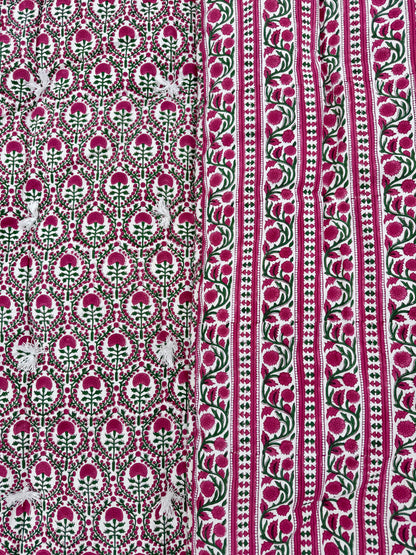 PINK AND GREEN TRELLIS BENCH QUILT