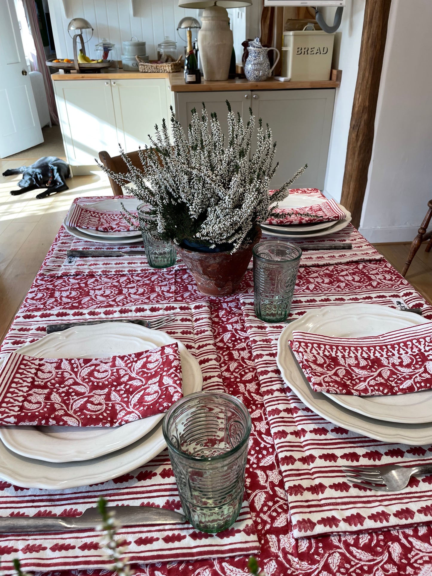 RICH RED FLORAL NAPKINS