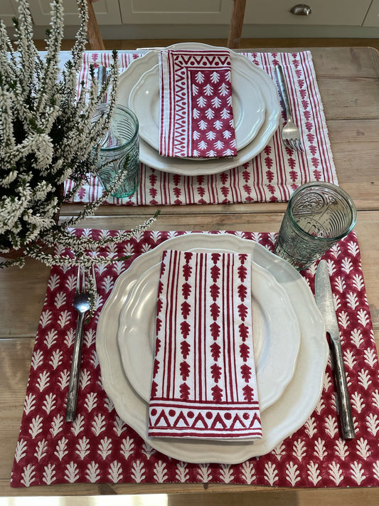 RED KAHO STRIPE NAPKINS