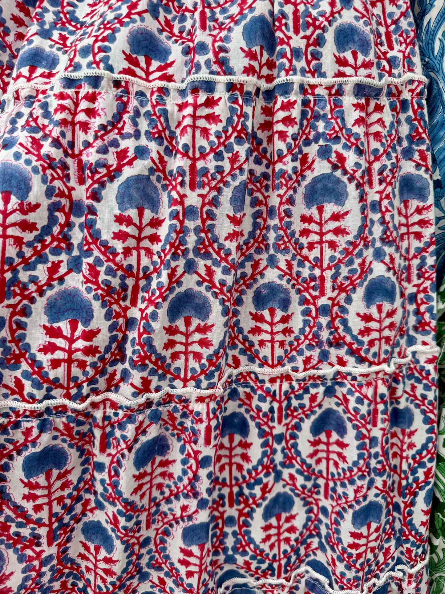 BLUE AND RED TRELLIS SKIRT