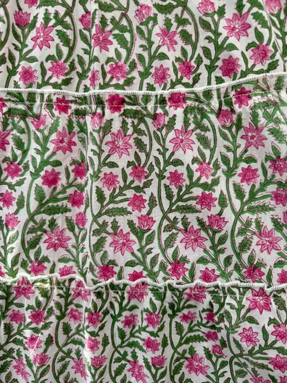GREEN AND PINK CLIMBING FLOWER SKIRT