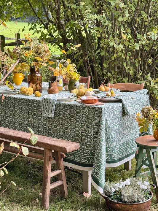 GREEN TRELLIS TABLECLOTH