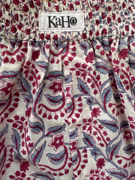 RED AND BLUE REVERSE FLORAL BOXER SHORTS