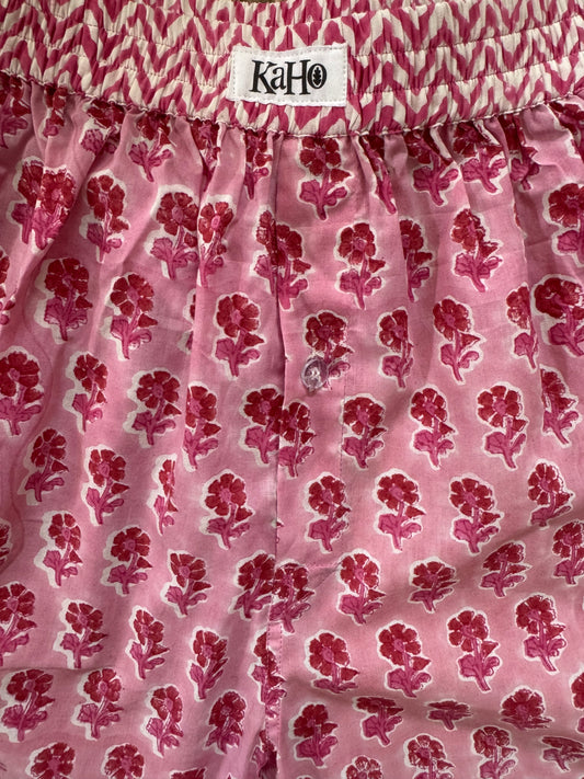 PINK FLORAL BOXER SHORTS